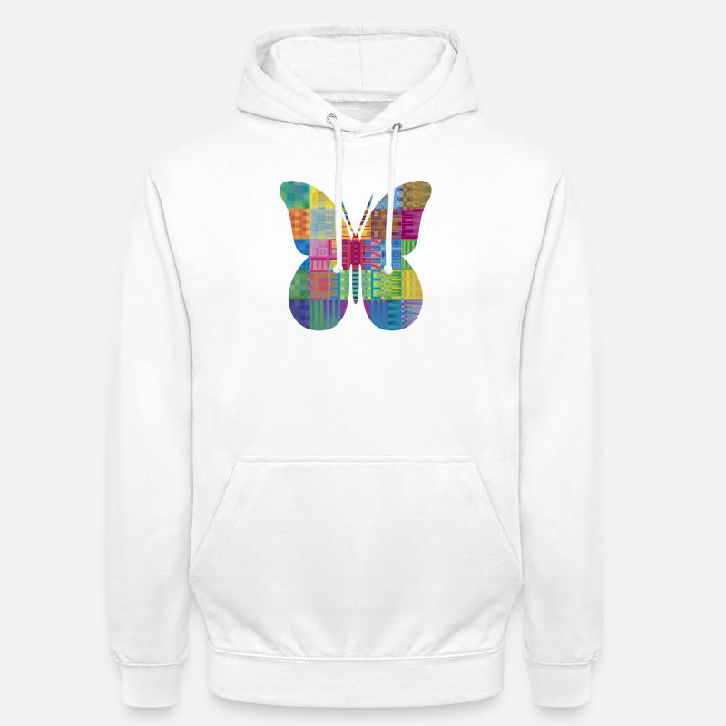 Colorful Patchwork Butterfly - Unisex Hoodie - white