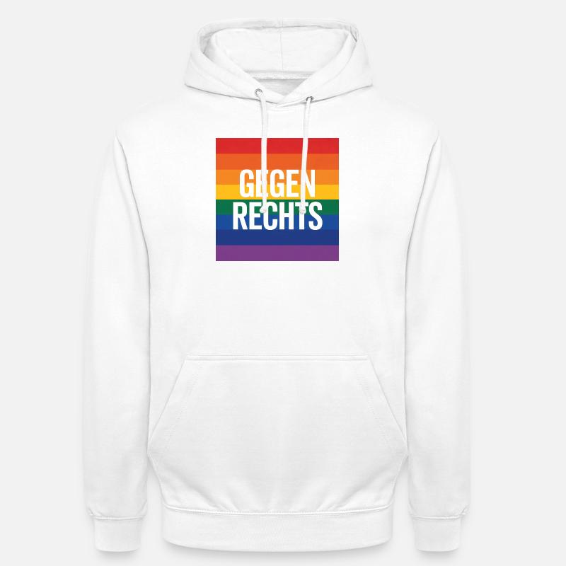 Gegen Rechts - Antifa Regenbogen Tee - Unisex Hoodie - Weiß