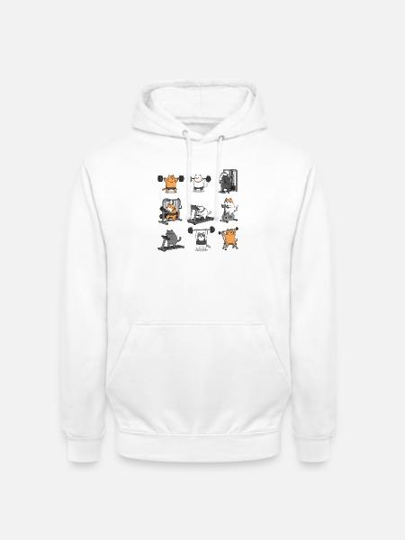 Leg Day with Cat Cat - Unisex Hoodie - Weiß