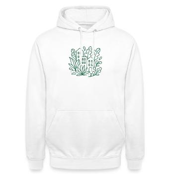 Urbane Linienstadtgärten - Unisex Hoodie - Weiß - Vorne - AI Model Male 185 dark (185cm) & AI Model Female 172 dark (172cm)