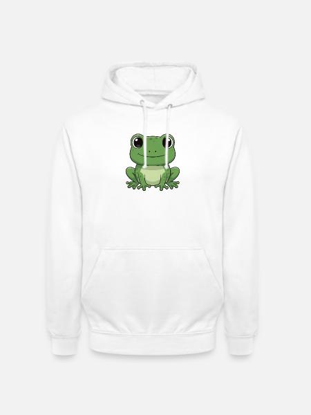 Happy Frog Cartoon Green - Unisex Hoodie - white