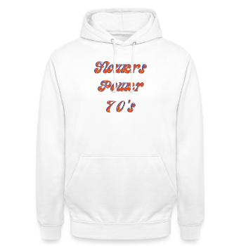 Flower Power 70's | Groovy Retro Orange - Unisex Hoodie - white - Front - AI Model Male 185 dark (185cm) & AI Model Female 172 dark (172cm)