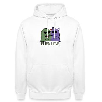 Alien Love Duo - Unisex Hoodie - white - Front - AI Model Male 185 dark (185cm) & AI Model Female 172 dark (172cm)