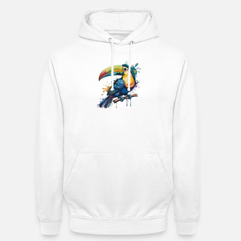 Bunter Tukan Farbexplosion - Unisex Hoodie - Weiß