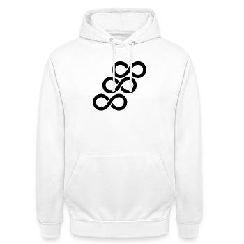 Unendlichkeit - Unisex Hoodie - Weiß - Vorne - AI Model Male 185 dark (185cm) & AI Model Female 172 dark (172cm)