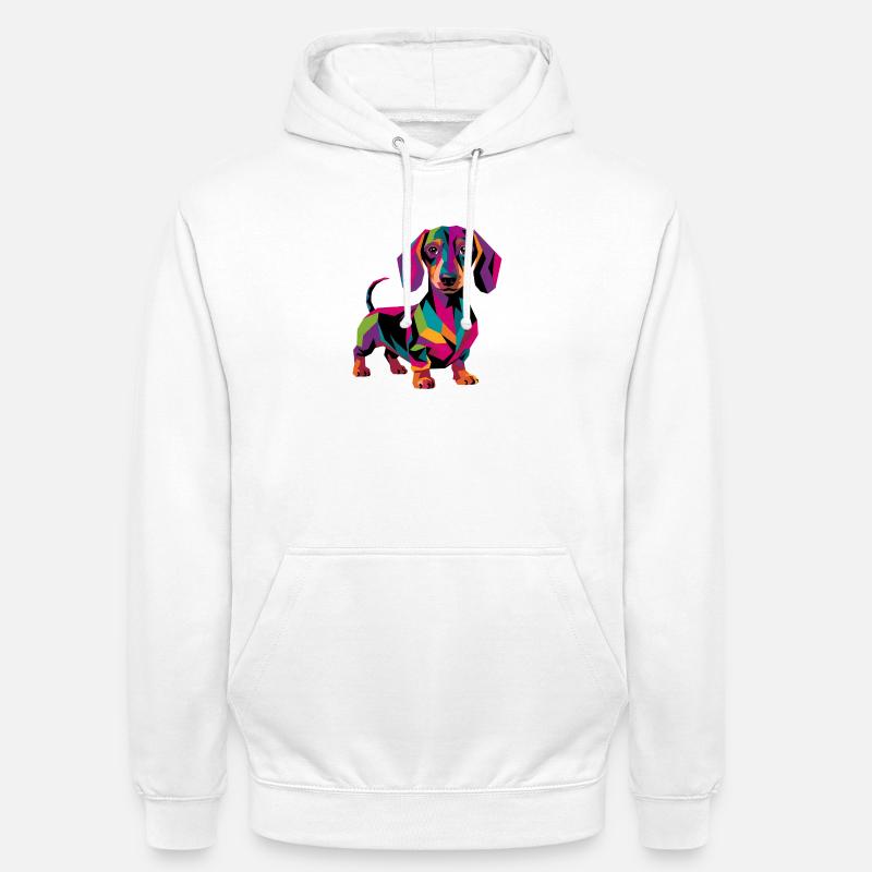 Teckel géométrique coloré - Sweat-shirt à capuche unisexe - blanc