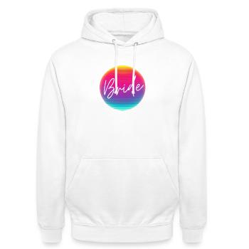 Team Bride! Cool  Neon Kreis Personalisierbar - Unisex Hoodie - Weiß - Vorne - AI Model Male 185 dark (185cm) & AI Model Female 172 dark (172cm)