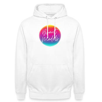 Braut-Mädels! Cool Neon Kreis Personalisierbar - Unisex Hoodie - Weiß - Vorne - AI Model Male 185 dark (185cm) & AI Model Female 172 dark (172cm)