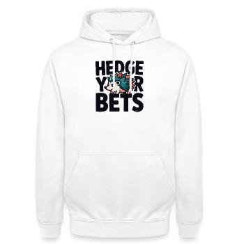Hedge Your Bets Hedgehog - Unisex Hoodie - Weiß - Vorne - AI Model Male 185 dark (185cm) & AI Model Female 172 dark (172cm)