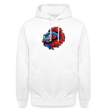 Blue Red Kampffisch - Unisex Hoodie - Weiß - Vorne - AI Model Male 185 dark (185cm) & AI Model Female 172 dark (172cm)