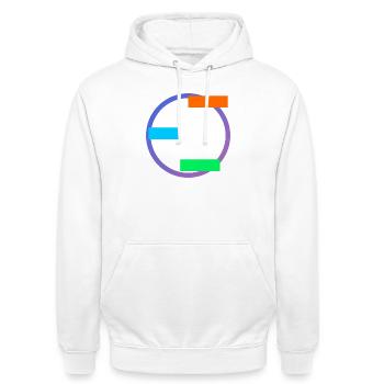 Geometric Balance - Unisex Hoodie - Weiß - Vorne - AI Model Male 185 dark (185cm) & AI Model Female 172 dark (172cm)
