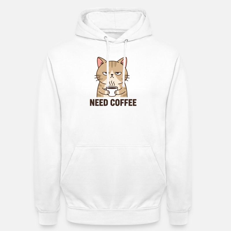 Chat en colère du café - Sweat-shirt à capuche unisexe - blanc
