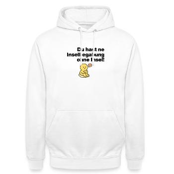 TU AS UN TALENT D’ÎLE SANS ÎLE ! - Sweat-shirt à capuche unisexe - blanc - Devant - AI Model Male 185 dark (185cm) & AI Model Female 172 dark (172cm)