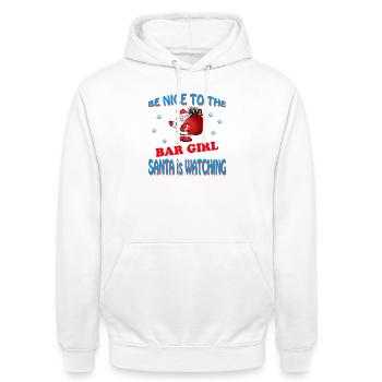 SANTA BAR GIRL - Unisex Hoodie - Weiß - Vorne - AI Model Male 185 dark (185cm) & AI Model Female 172 dark (172cm)