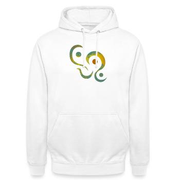 Yoga design_15 - Sweat-shirt à capuche unisexe - blanc - Devant - AI Model Male 185 dark (185cm) & AI Model Female 172 dark (172cm)