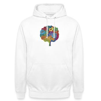 Blühende Koralle - Unisex Hoodie - Weiß - Vorne - AI Model Male 185 dark (185cm) & AI Model Female 172 dark (172cm)
