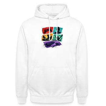 Gaming Gamer T Shirt - Unisex Hoodie - Weiß - Vorne - AI Model Male 185 dark (185cm) & AI Model Female 172 dark (172cm)