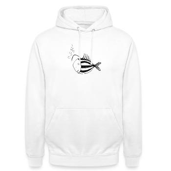 Fisch Lampe - Unisex Hoodie - Weiß - Vorne - AI Model Male 185 dark (185cm) & AI Model Female 172 dark (172cm)