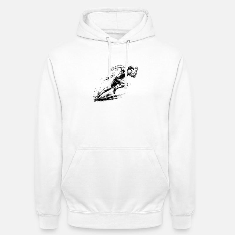 100m sprinter i tegneserie-blekkstil - Unisex-hettegenser - hvit