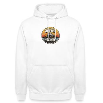 I need my tractor - Unisex Hoodie - white - Front - AI Model Male 185 dark (185cm) & AI Model Female 172 dark (172cm)
