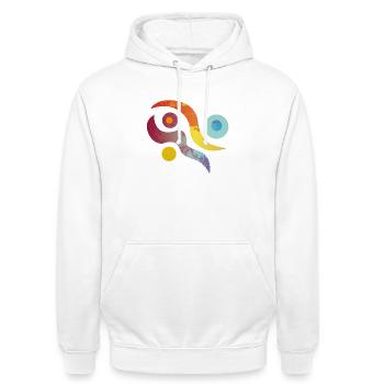 Yoga design_45 - Sweat-shirt à capuche unisexe - blanc - Devant - AI Model Male 185 dark (185cm) & AI Model Female 172 dark (172cm)