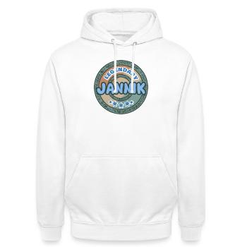 Saying Jannik - Unisex Hoodie - white - Front - AI Model Male 185 dark (185cm) & AI Model Female 172 dark (172cm)