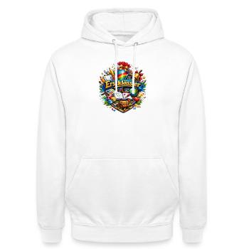 First Grade Learning World Logo - Unisex Hoodie - white - Front - AI Model Male 185 dark (185cm) & AI Model Female 172 dark (172cm)