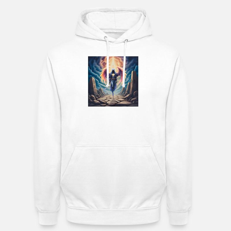 Ange guerrier ailé de la lumière - Sweat-shirt à capuche unisexe - blanc