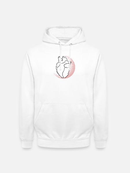 Anatomisches Herz mit rotem Strahlenkranz - Unisex Hoodie - Weiß