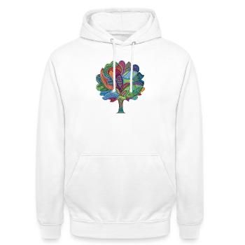 Arbre de Magie des Couleurs - Sweat-shirt à capuche unisexe - blanc - Devant - AI Model Male 185 dark (185cm) & AI Model Female 172 dark (172cm)