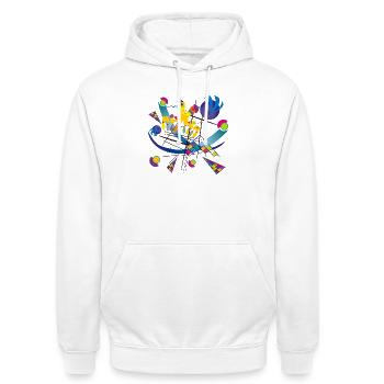 Tragbare Kunst - Visual symphony - Unisex Hoodie - Weiß - Vorne - AI Model Male 185 dark (185cm) & AI Model Female 172 dark (172cm)