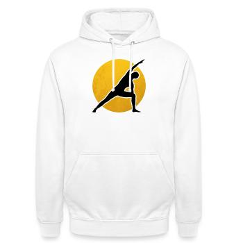 Yoga Utthita Parsvakonasana Silhouette Sonne - Unisex Hoodie - Weiß - Vorne - AI Model Male 185 dark (185cm) & AI Model Female 172 dark (172cm)