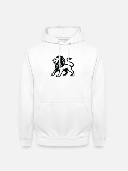 Löwen-Silhouette: kraftvolle Monochrom - Unisex Hoodie - Weiß