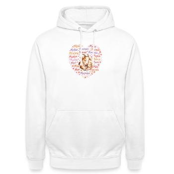 Ziegen Mama Herz – Muttertag Geschenk Ziege - Unisex Hoodie - Weiß - Vorne - AI Model Male 185 dark (185cm) & AI Model Female 172 dark (172cm)