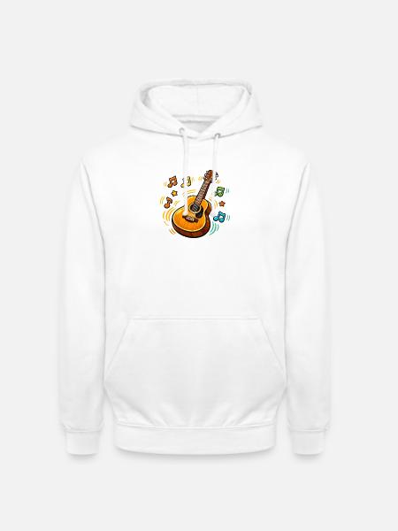 Bunte Gitarre mit Musiknoten - Unisex Hoodie - Weiß