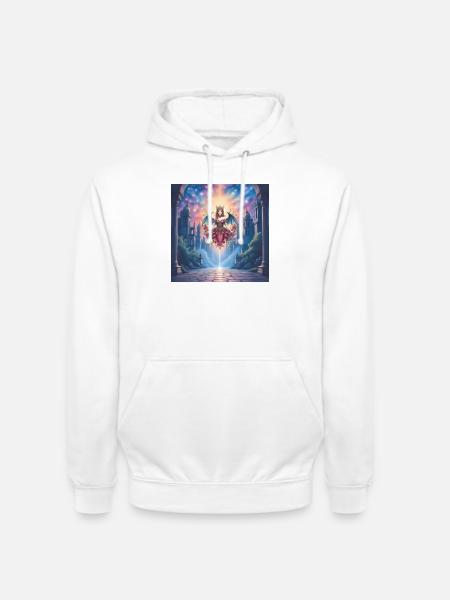 Winged Queen in Celestial Portal - Unisex Hoodie - white