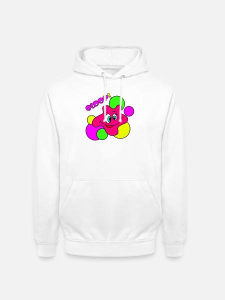 BLOOP! Lustiger Neon Pop-Art Klecks-Charakter - Unisex Hoodie - Weiß