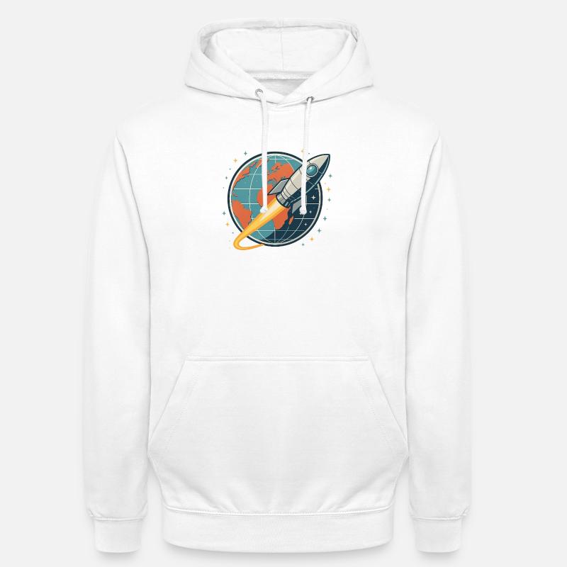 Lancement de fusée au-dessus du globe - Sweat-shirt à capuche unisexe - blanc