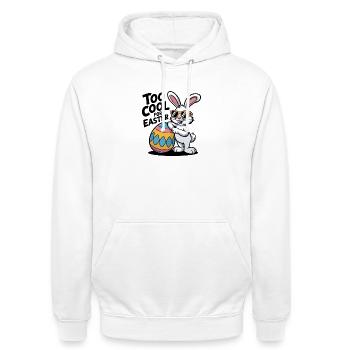 Lapin de Pâques avec lunettes de soleil et œuf - Sweat-shirt à capuche unisexe - blanc - Devant - AI Model Male 185 dark (185cm) & AI Model Female 172 dark (172cm)