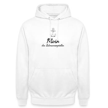 Moin plattdeutsches Schimpfwort mit Anker - Unisex Hoodie - Weiß - Vorne - AI Model Male 185 dark (185cm) & AI Model Female 172 dark (172cm)