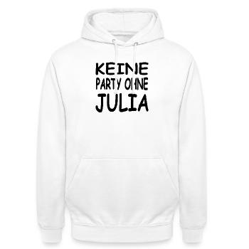 Julia - Unisex Hoodie - Weiß - Vorne - AI Model Male 185 dark (185cm) & AI Model Female 172 dark (172cm)