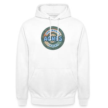 Spruch Agnes - Unisex Hoodie - Weiß - Vorne - AI Model Male 185 dark (185cm) & AI Model Female 172 dark (172cm)