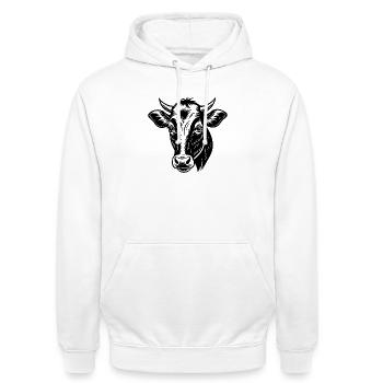 Cow head - Unisex Hoodie - white - Front - AI Model Male 185 dark (185cm) & AI Model Female 172 dark (172cm)