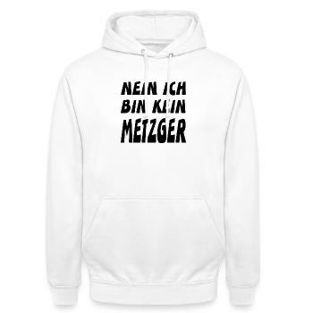 Metzger - Unisex Hoodie - Weiß - Vorne - AI Model Male 185 dark (185cm) & AI Model Female 172 dark (172cm)