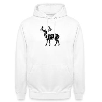 Hirsche - Unisex Hoodie - Weiß - Vorne - AI Model Male 185 dark (185cm) & AI Model Female 172 dark (172cm)