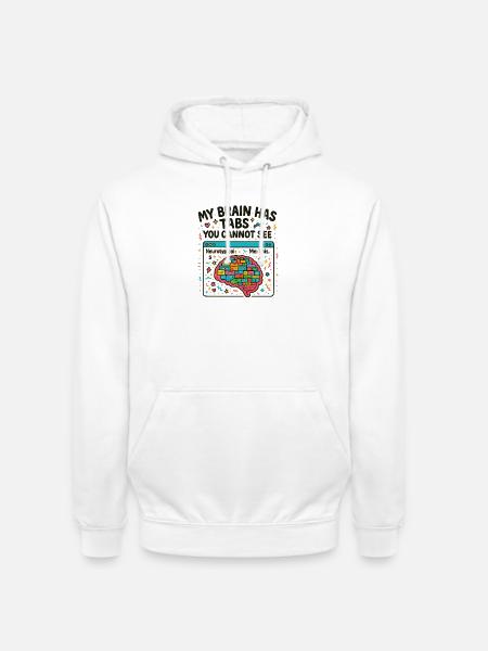Buntes Gehirn mit versteckten Tabs - Unisex Hoodie - Weiß