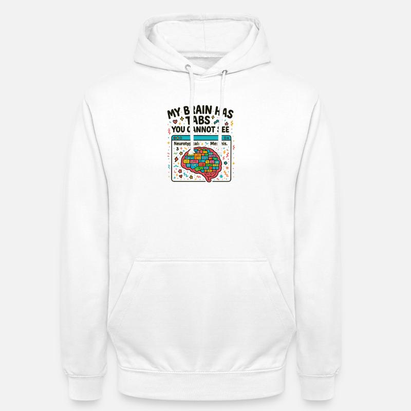 Buntes Gehirn mit versteckten Tabs - Unisex Hoodie - Weiß