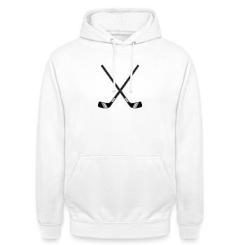 Hockey Sticks - Sweat-shirt à capuche unisexe - blanc - Devant - AI Model Male 185 dark (185cm) & AI Model Female 172 dark (172cm)