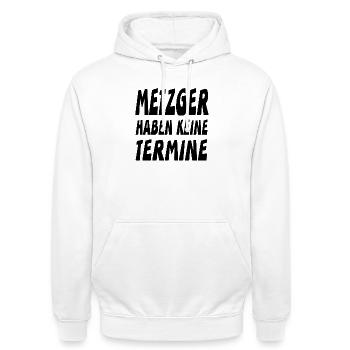 Metzger - Unisex Hoodie - Weiß - Vorne - AI Model Male 185 dark (185cm) & AI Model Female 172 dark (172cm)