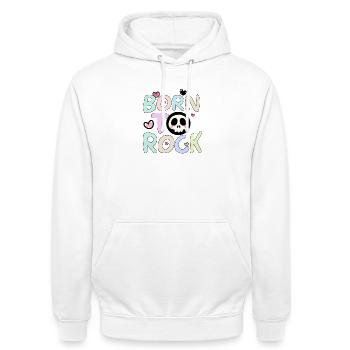 Born To Rock Rainbow - Unisex Hoodie - white - Front - AI Model Male 185 dark (185cm) & AI Model Female 172 dark (172cm)